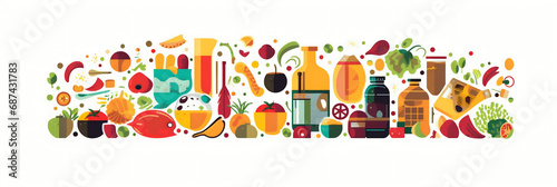 Gastronomie et cuisine (aliments, recettes, restaurants), vector, flat design, illustration et background.
