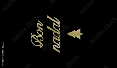 Cuadro en lienzo Christmas background with the text Bon Nadal handmade in Catalan
