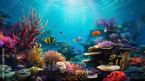 coral reef teeming with marine life © DigitalNestEgg