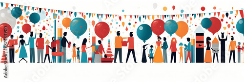 Fêtes et célébrations (Noël, anniversaires, mariages), vector, flat design, illustration et background.
