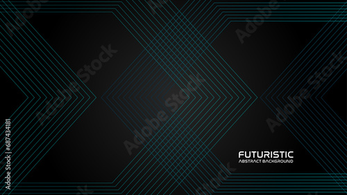 Futuristic abstract background. Glowing blue geometric lines design. Modern shiny blue arrow lines pattern. Futuristic technology concept. Horizontal banner landing page template. Vector illustration