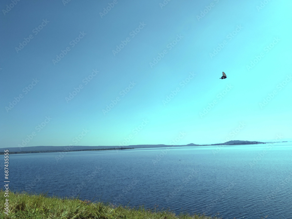 Picture of a blue sky and a little shirt Suitable for background images or various graphic work Picture of a blue sky and a little shirt Suitable for background images or various graphic work