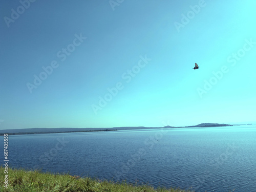 Picture of a blue sky and a little shirt Suitable for background images or various graphic work