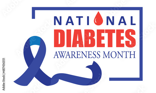 National Diabetes Month is observed every year , Vector template for banner, greeting card, poster creative design on white background..eps