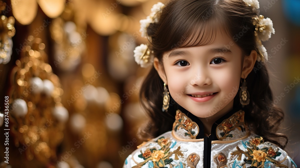 young Chinese girl with traditional dressing up celebrating Chinese new year young Chinese girl with traditional dressing up celebrating Chinese new year