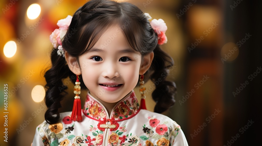 young Chinese girl with traditional dressing up celebrating Chinese new year young Chinese girl with traditional dressing up celebrating Chinese new year