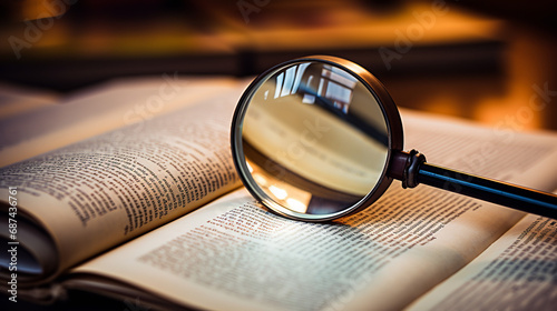 magnifying glass on book photo