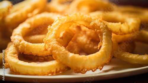 Extreme close up of onion rings