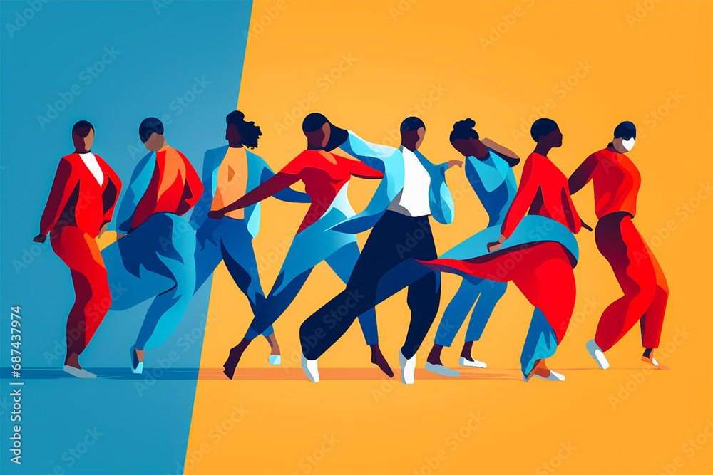 Art of group of dancer peoples, modern character. Art of group of dancer peoples, modern character.