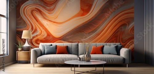 Abstract and contemporary epoxy patterns adorning a modern interior wall, showcased in realistic HD quality.
