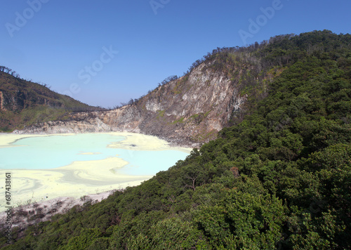 White Crater or Kawah Putih, a volcanic sulfur crater lake in a caldera in Ciwidey, West Java, Indonesia. © LilyRosePhotos
