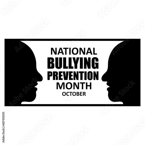 National bullying prevention month observed each year, creative flat trendy style illustration on white background..eps