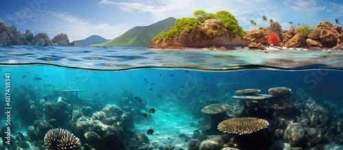 A delicate coral reef thrives in the renowned Komodo National Park, Indonesia, attracting divers and snorkelers. © AkuAku