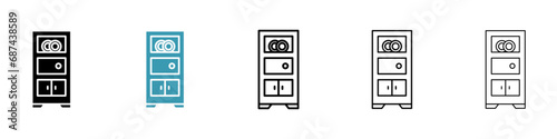 Kitchen cabinet vector icon set. Kitchen cabinet furniture icon for UI designs.