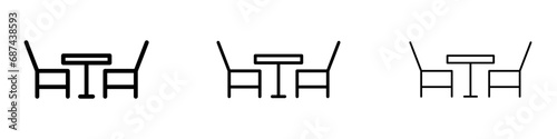 Dinner table vector icon set. Dinner table terrace dining table icon for UI designs.