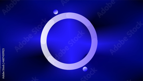 Outline circle frame rotating with center copy space over creative blue background photo