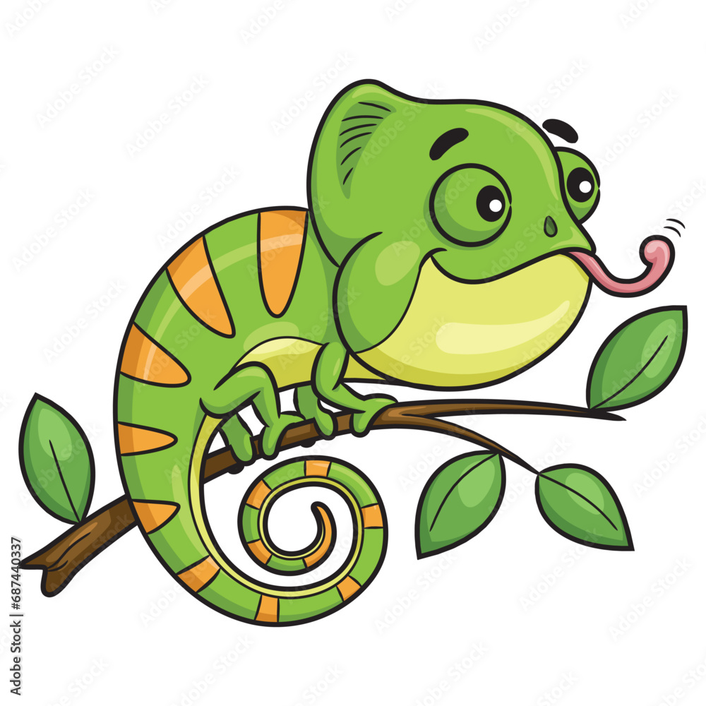 Fototapeta premium Cute cartoon chameleon