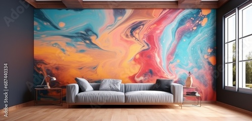 Abstract epoxy swirls forming a mesmerizing and realistic wall texture, presented in vivid HD detail.