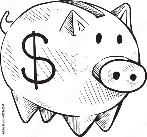 piggy bank handdrawn illustration