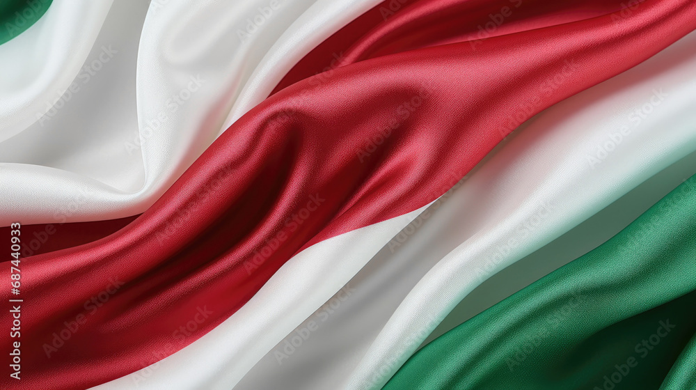 Fototapeta premium White-red-green fabric close-up