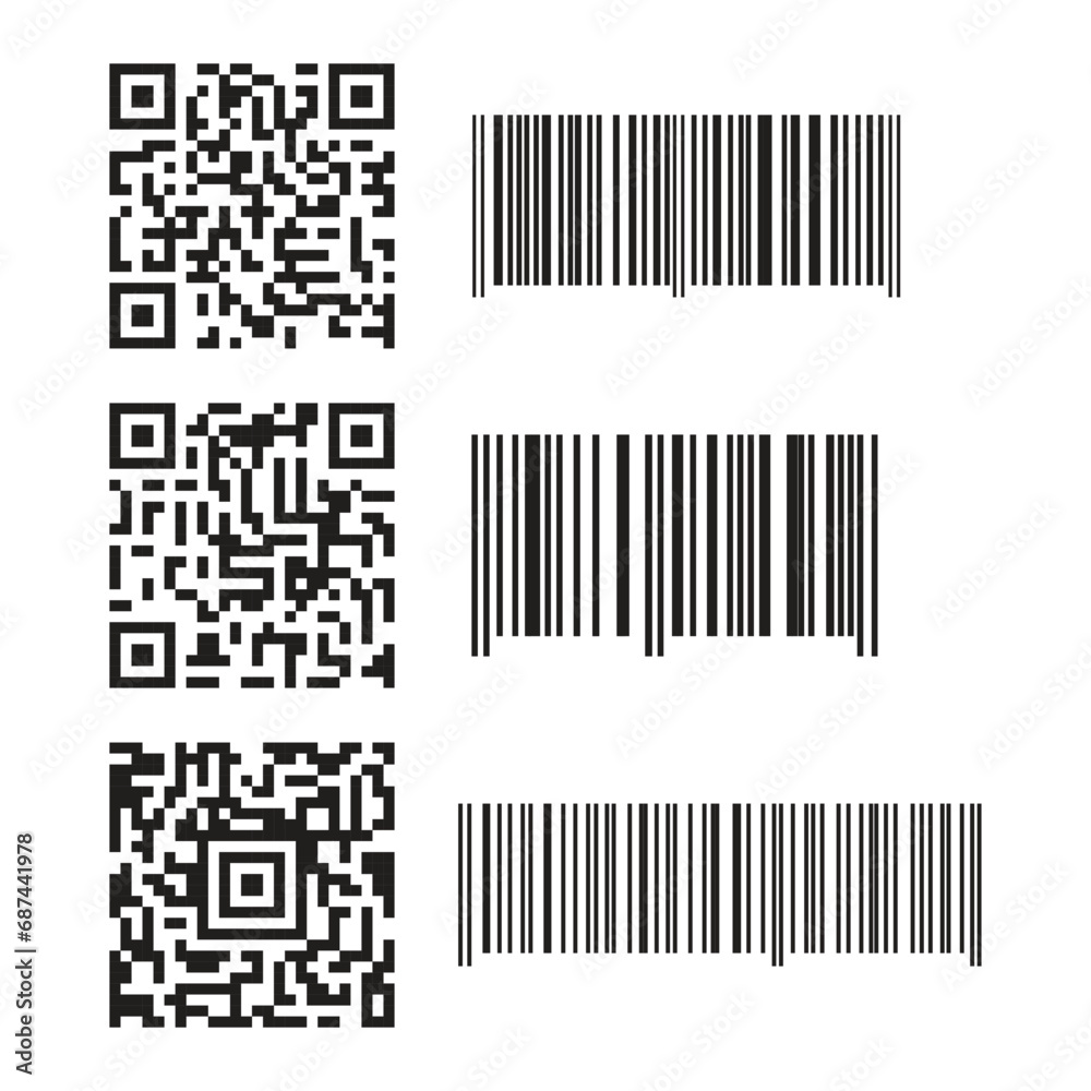 Barcodes. Scan bar label, qr code and industrial barcode. Product