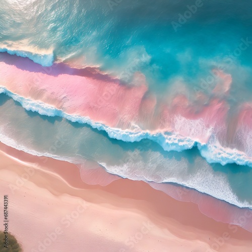 Pastel beach with pink and blue