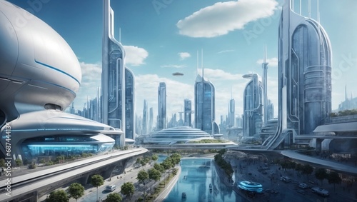 Future city with overloaded technology