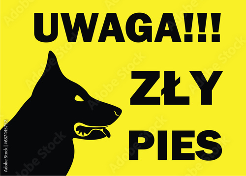 zły pies - uwaga, tabliczka, ostrzeżenie 