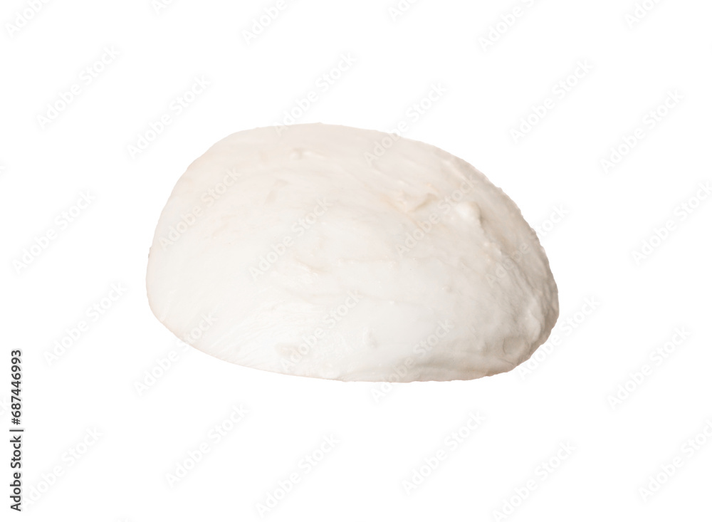 Slice of mozzarella cheese isolated on white