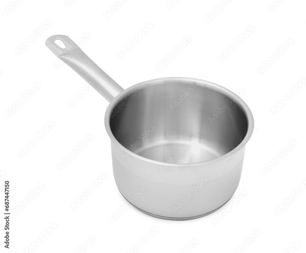 One stainless steel saucepan isolated on white One stainless steel saucepan isolated on white