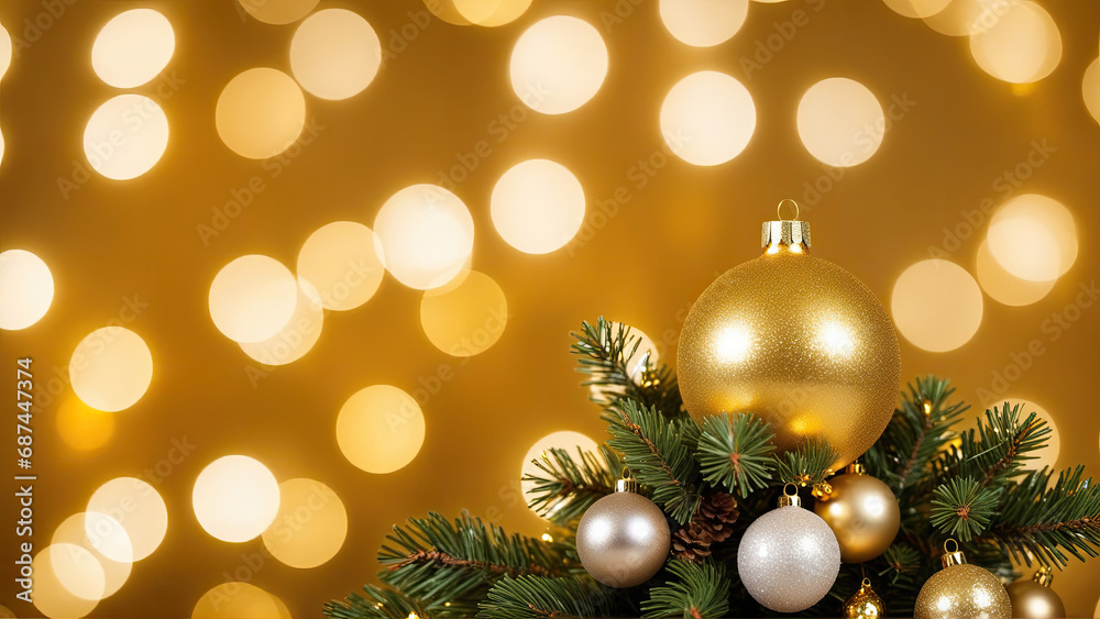 Fototapeta premium Christmas Tree with Ornaments and Background Lights