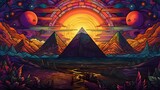 psychedelic landscape of ancient Egyptian