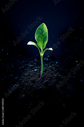 Generative AI illustration of birth of a small plant