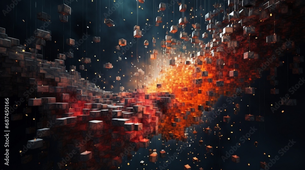A symphony of virtual particles, creating ephemeral sculptures that defy the laws of physics in a pixelated wonderland.