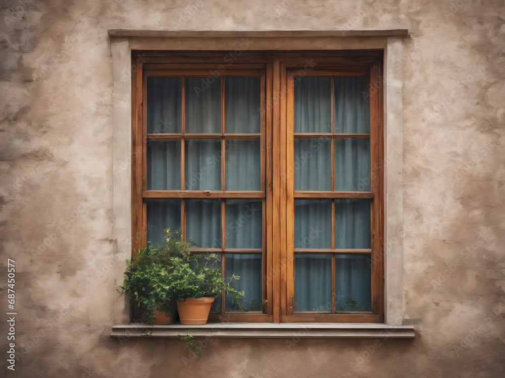 Fototapeta premium Wall with vintage old window background