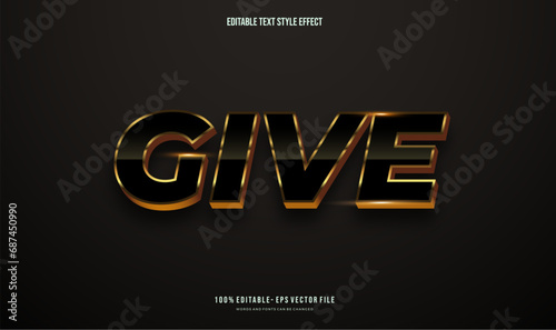 Editable text effect shiny gold and black. Text style effect. Editable fonts vector files.