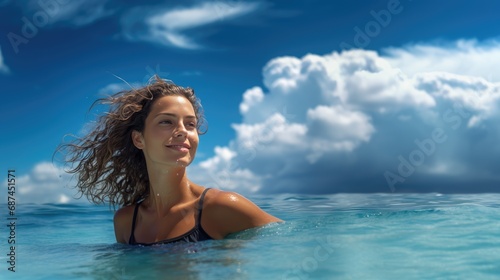 Joyful woman swimming in the sea © Ezio Gutzemberg