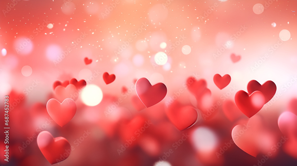 Valentines day background banner - abstract panorama background with Valentines day celebration. Valentine's Day banner and red hearts Generative AI Valentines day background banner - abstract panorama background with Valentines day celebration. Valentine's Day banner and red hearts Generative AI