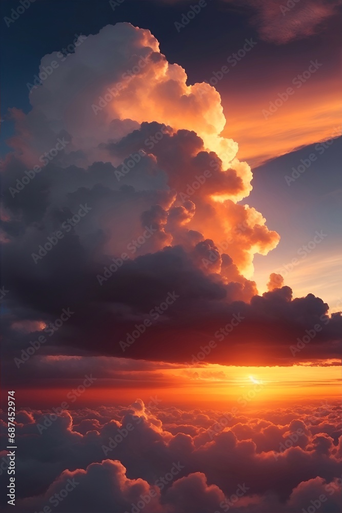 Beautiful clouds in the sky. AI generated illustration