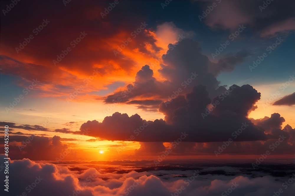 Fototapeta premium Beautiful clouds in the sky. AI generated illustration