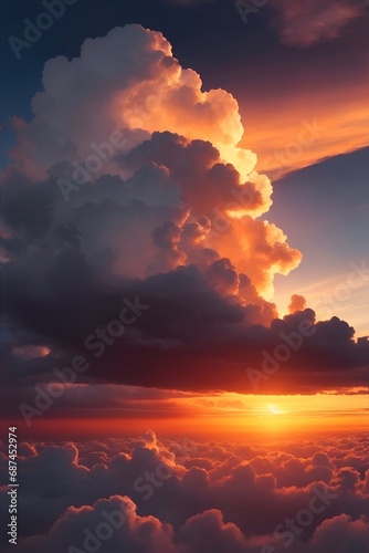 Beautiful clouds in the sky. AI generated illustration © vector_master