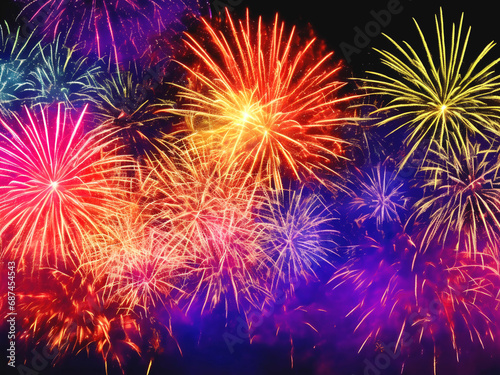 Colorful Fireworks in the sky night background