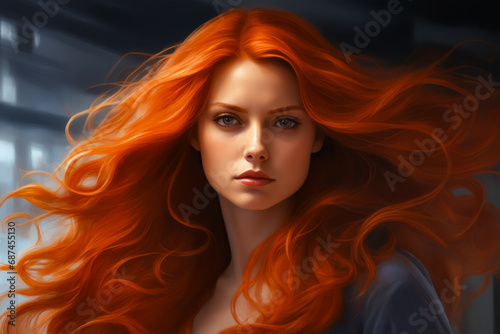 Image of woman with long red hair and blue eyes.