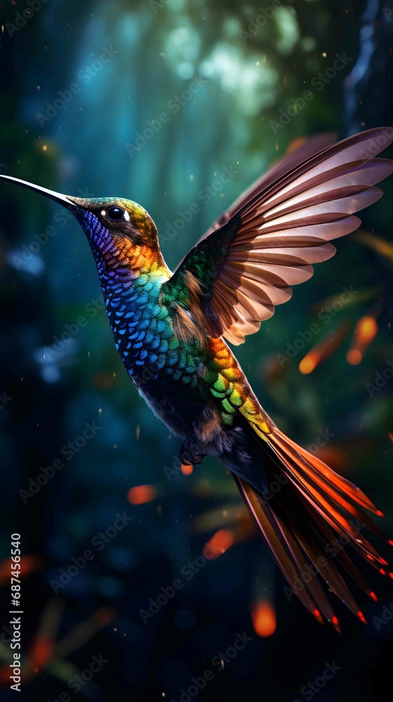 Obraz premium vibrant tropical hummingbird in flight