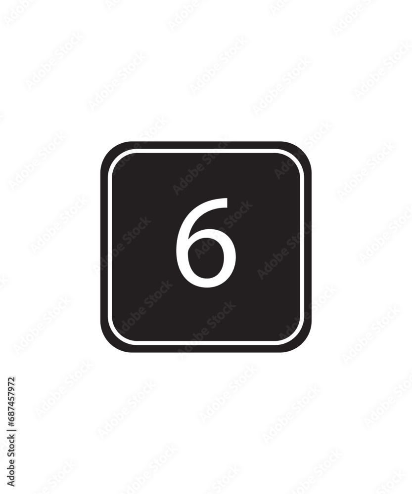 number 6 button icon, vector best flat icon. number 6 button icon, vector best flat icon.
