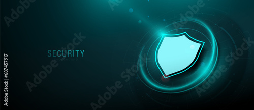 Shield protects and Safe concept. Cyber security privacy. Data protection. Antivirus. Vector illustration