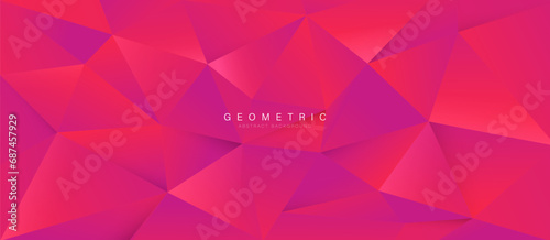 Modern abstract red polygon background design. 3d Triangular texture banner