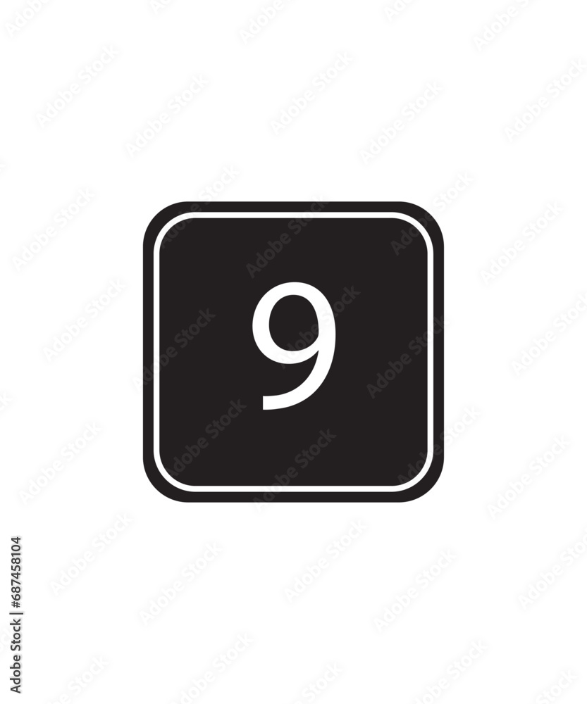 number 9 button icon, vector best flat icon. number 9 button icon, vector best flat icon.