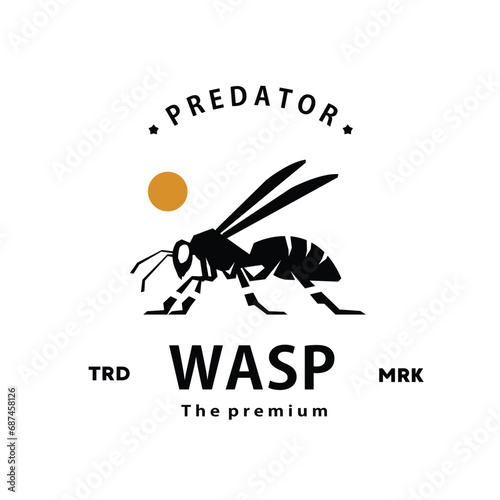 vintage retro hipster wasp logo vector outline silhouette art icon