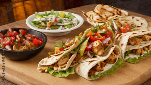 Taste of Tradition: Grilled Pita, Chicken, and Veggies in Shawarma Bliss